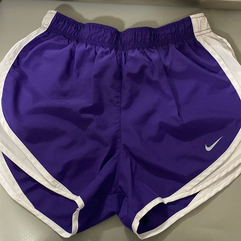 Size small Nike tempo, purple and white shorts